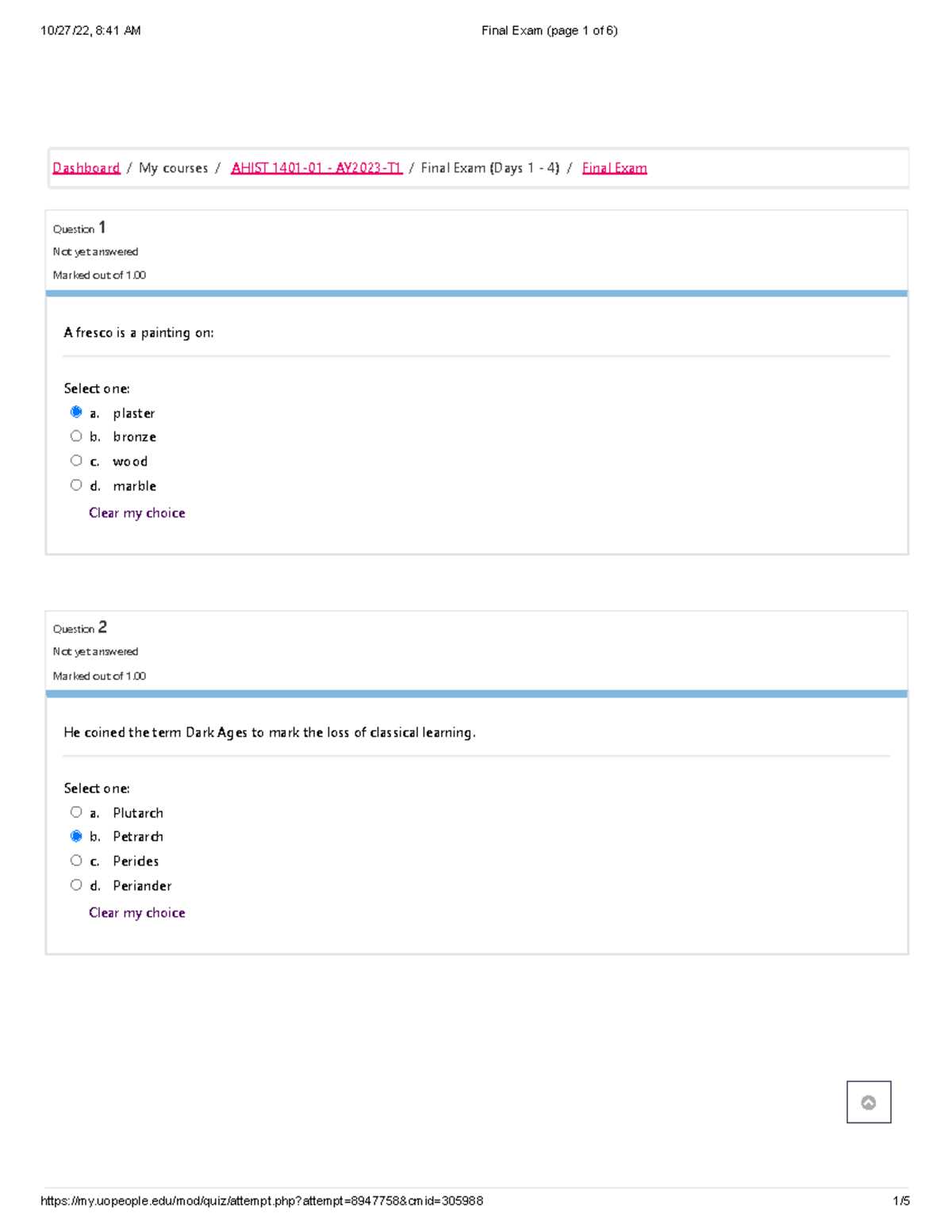 ahit final exam answers