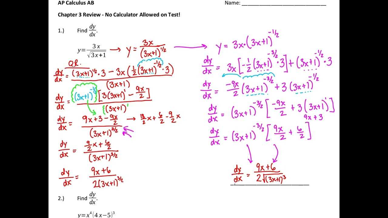 ap calculus ab review packet answers