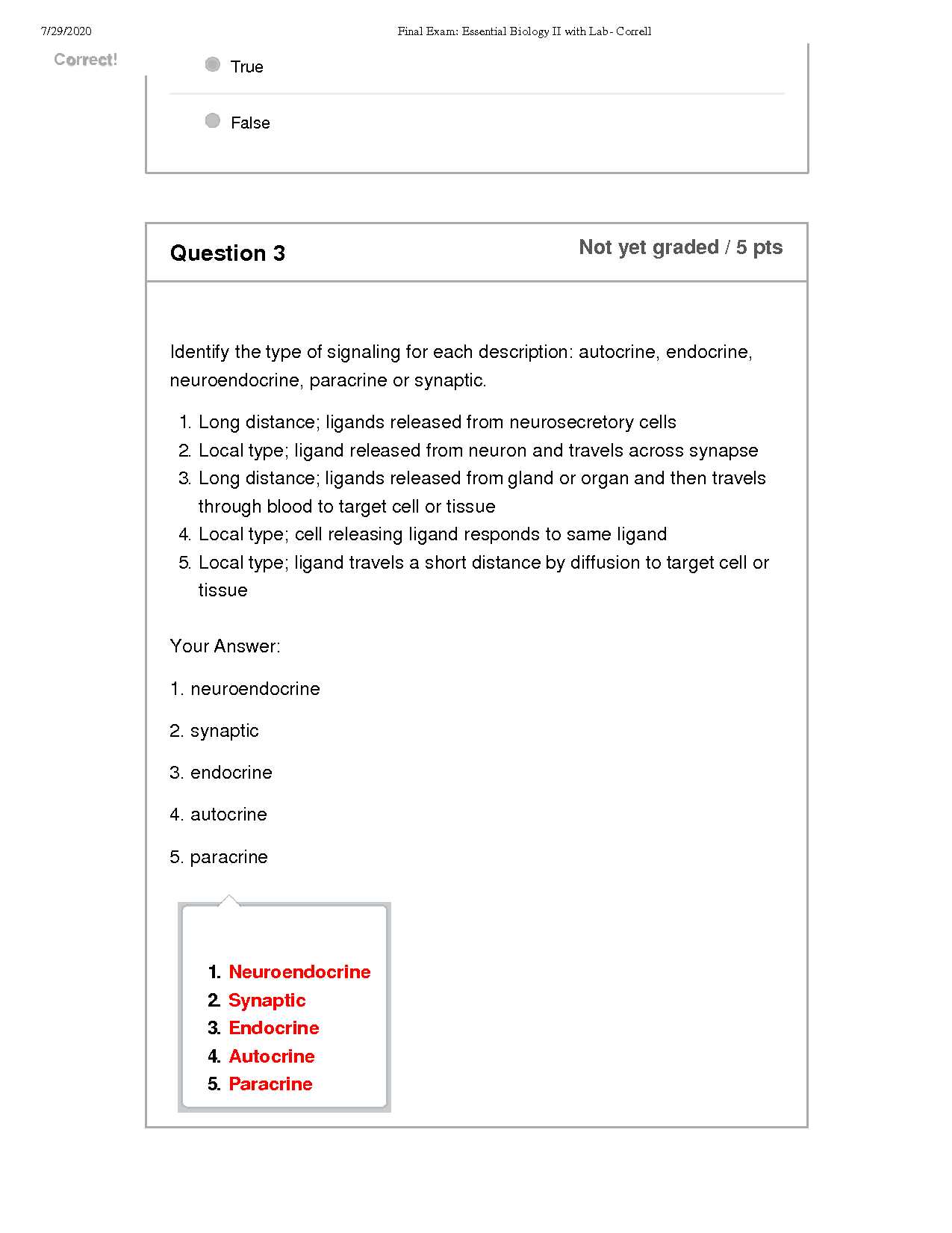 biology lab final exam answers