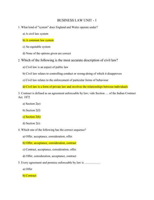 business law chapter 1 test answers