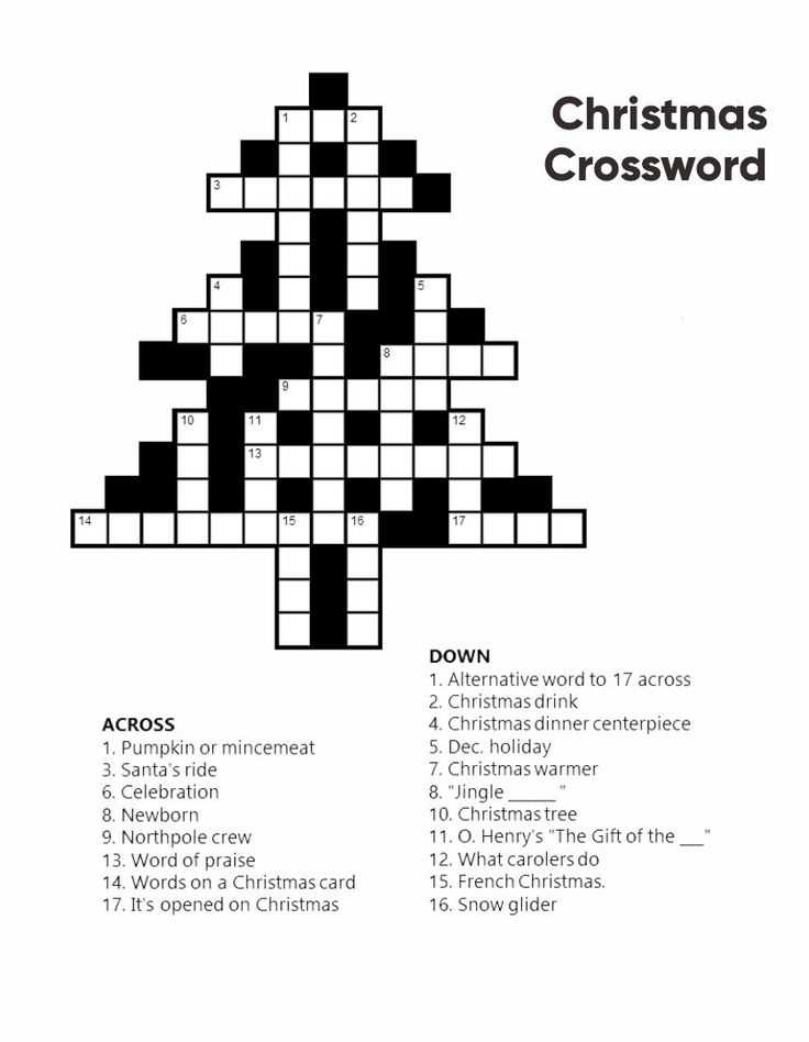 printable christmas crossword puzzles with answers