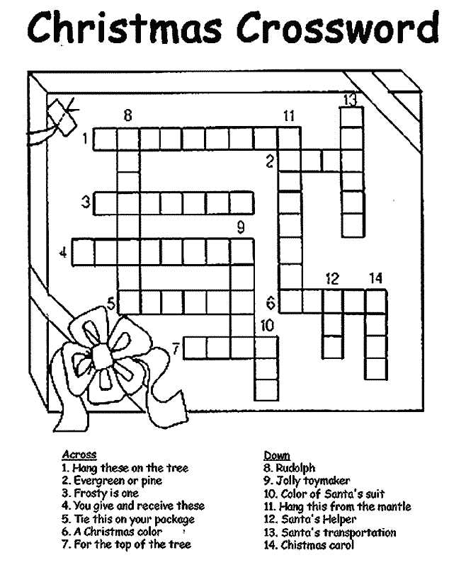 printable christmas crossword puzzles with answers