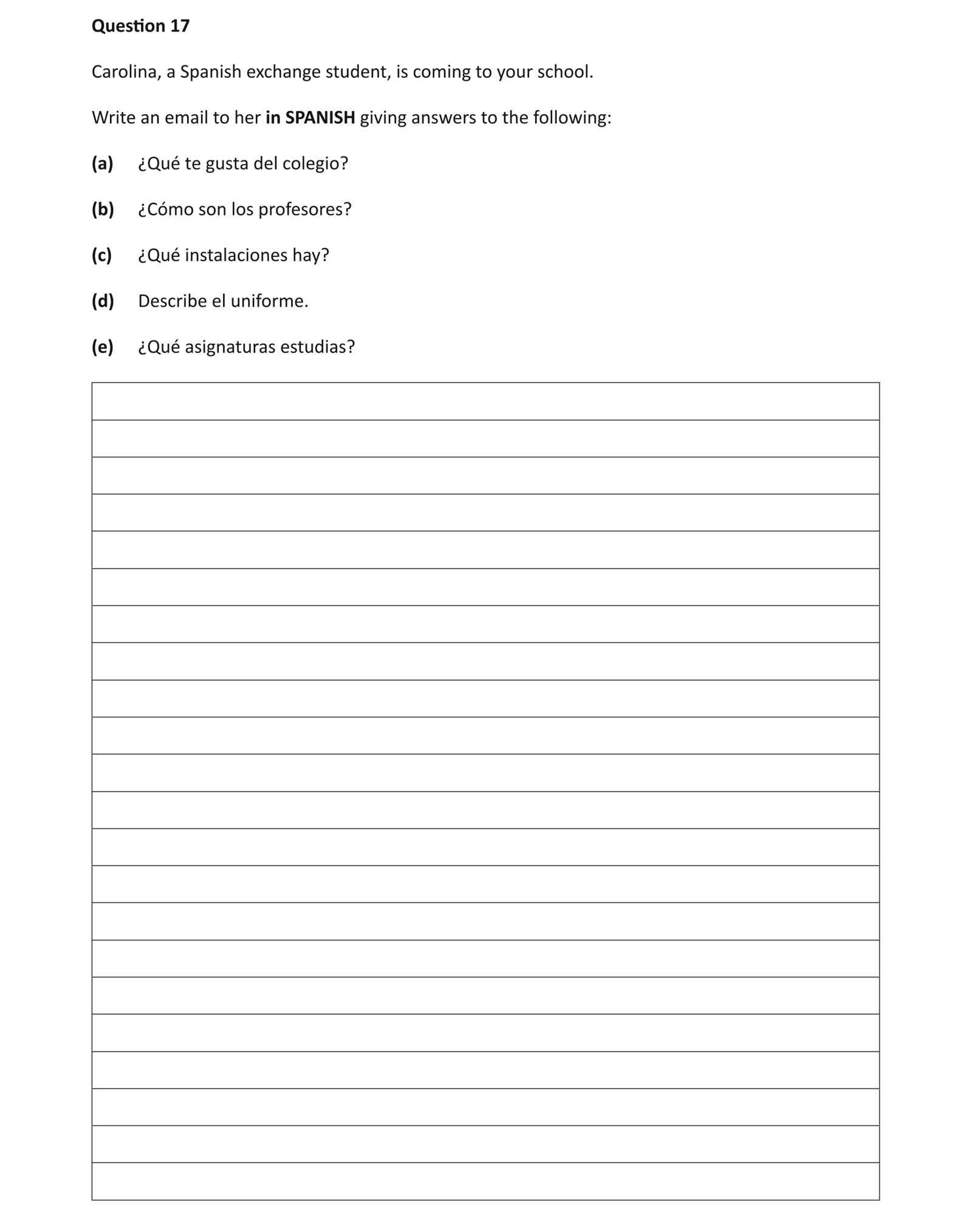 spanish exam answers