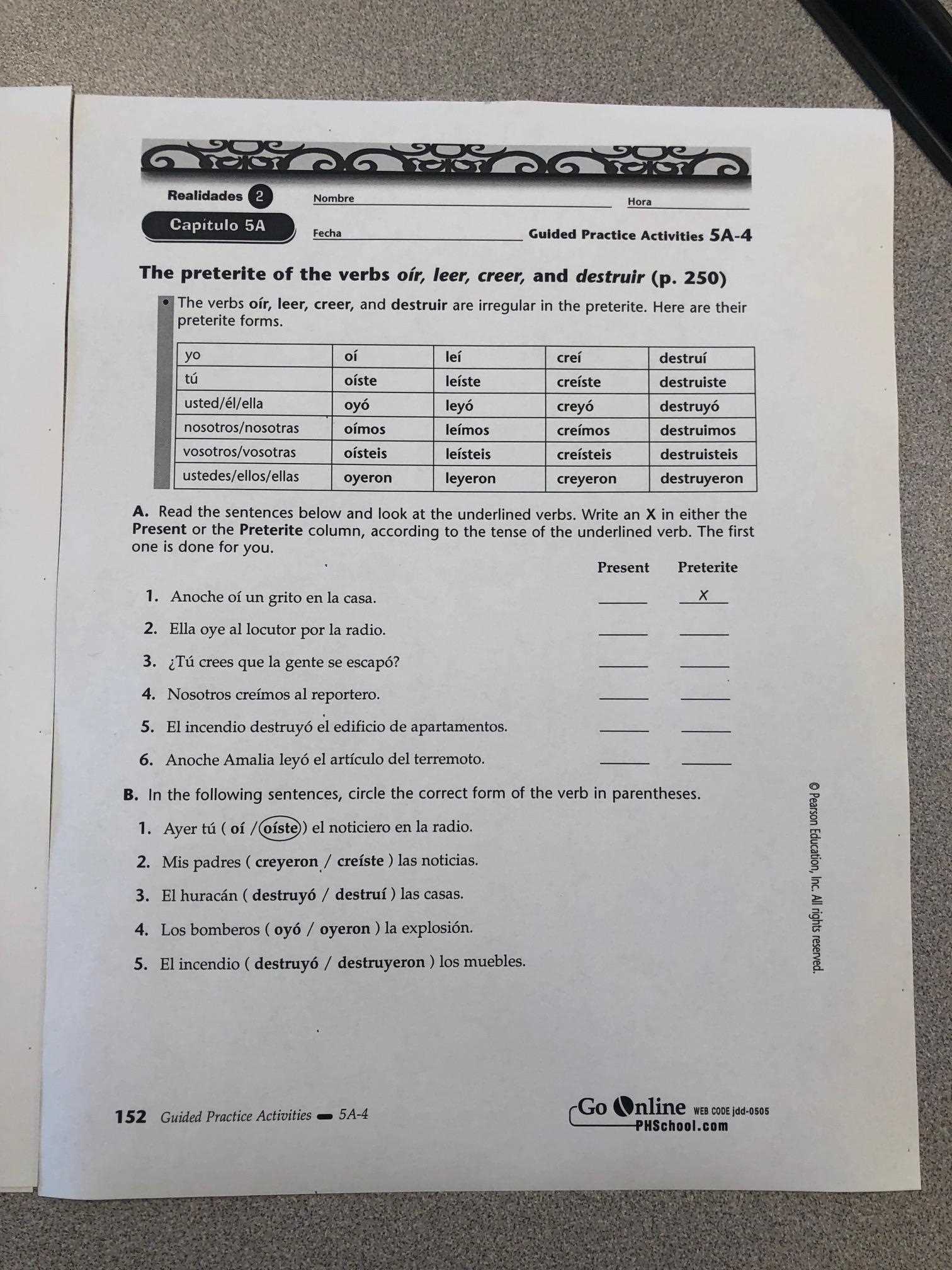 capitulo 2a realidades 2 answers