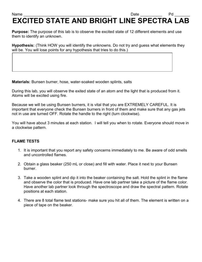 flame test lab answers