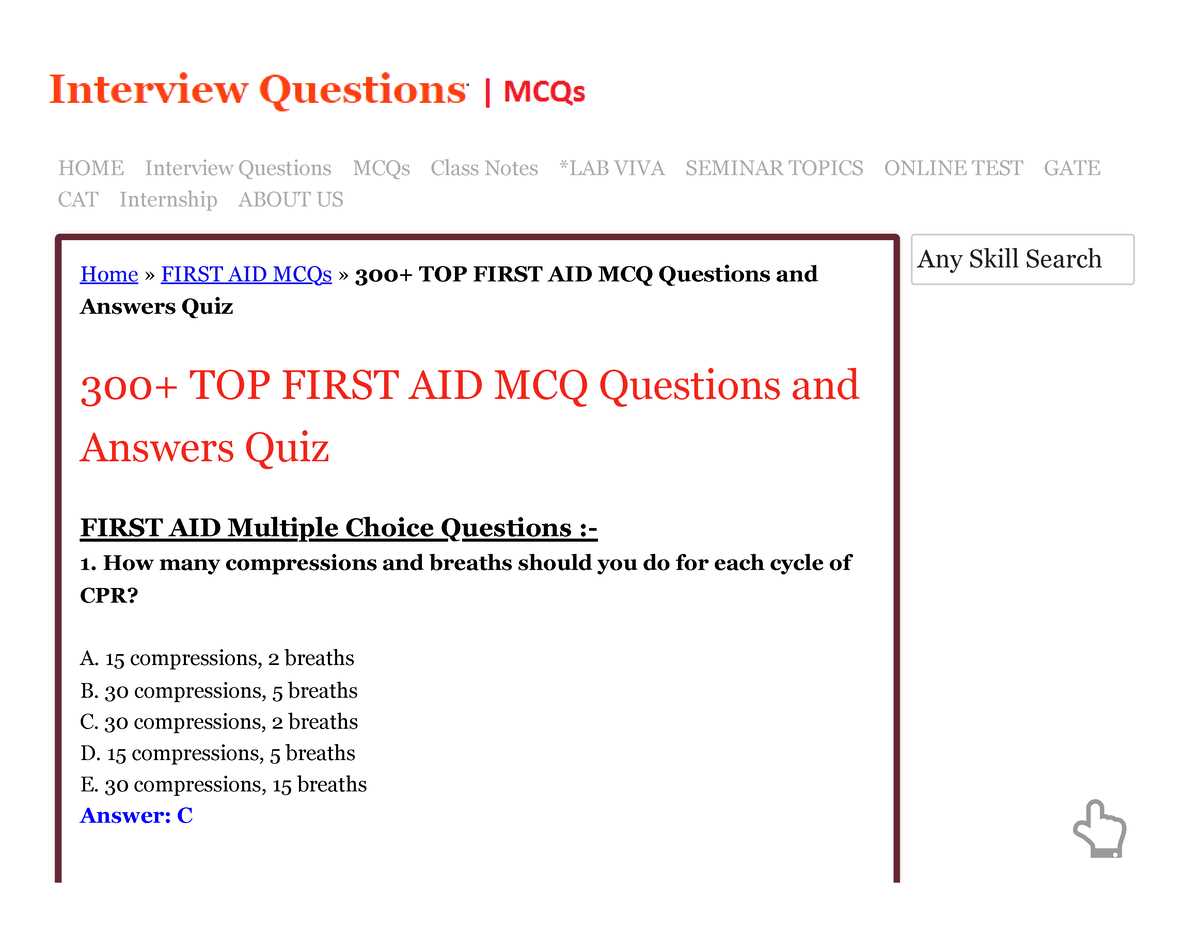 first aid answers exams
