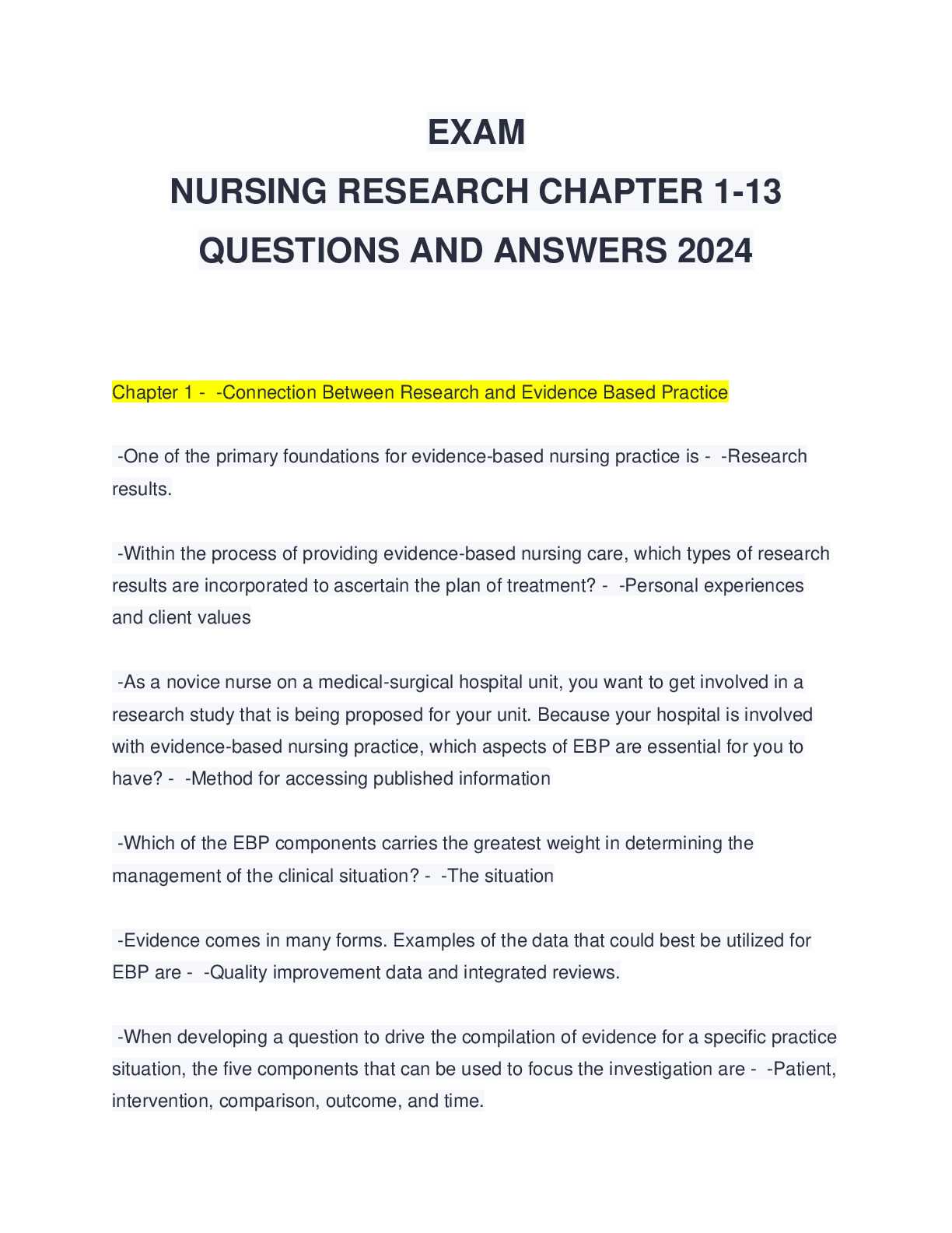 research methodology exam questions and answers