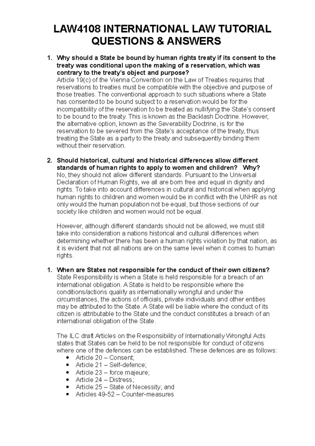international law exam questions and answers