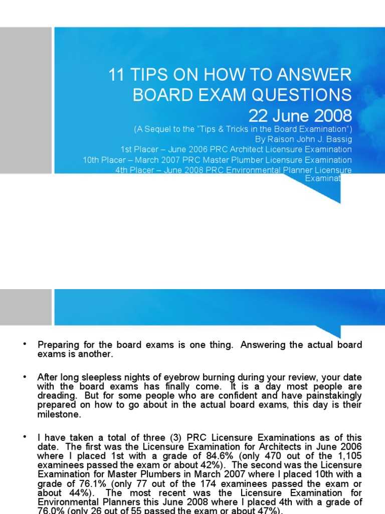 how to present answer in board exam