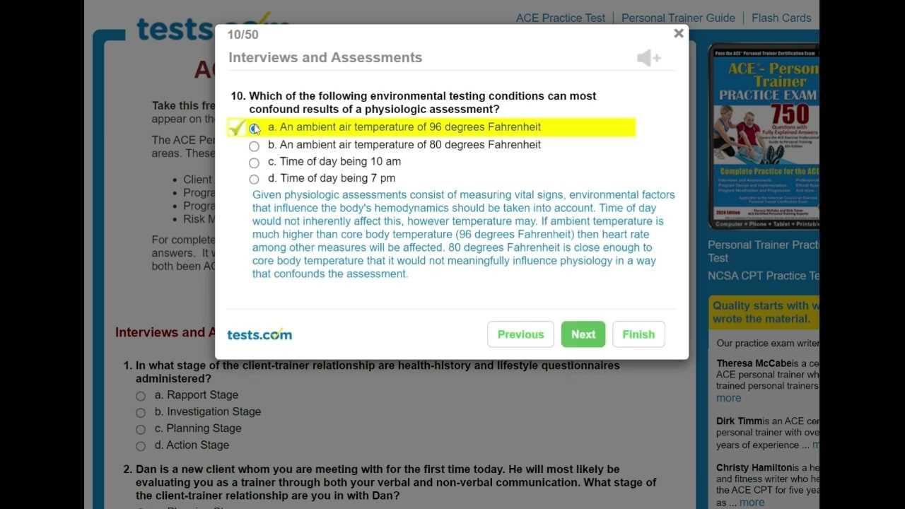 answers to ace personal trainer exam