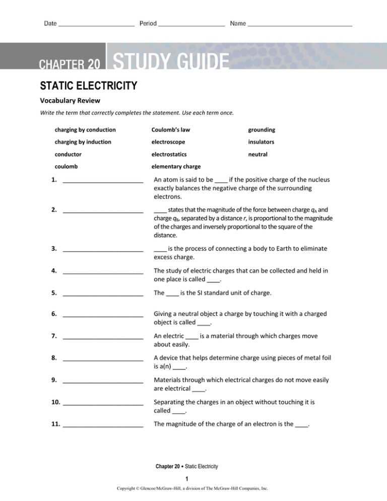 physics chapter 20 study guide answers