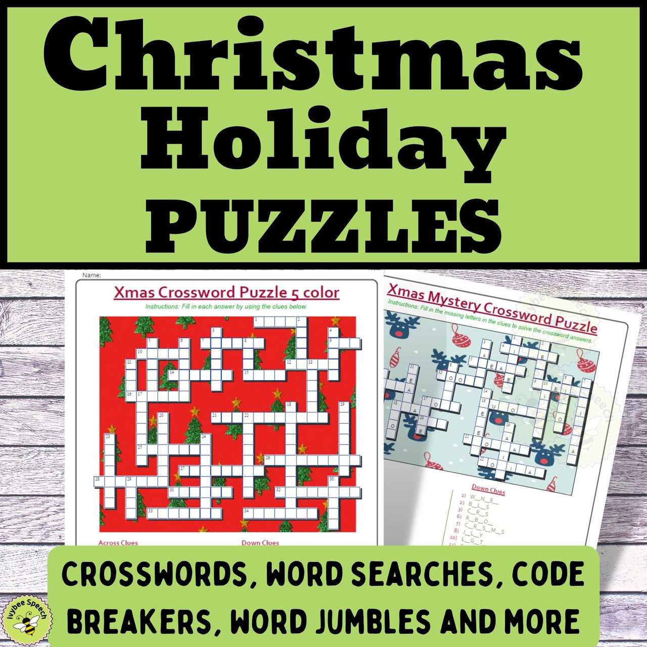 printable christmas crossword puzzles with answers