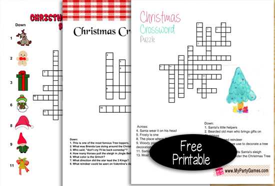 printable christmas crossword puzzles with answers