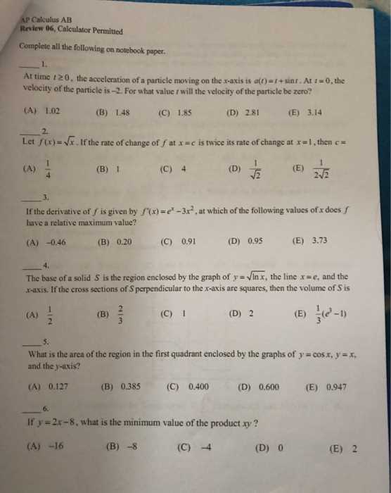 ap calculus ab review packet answers