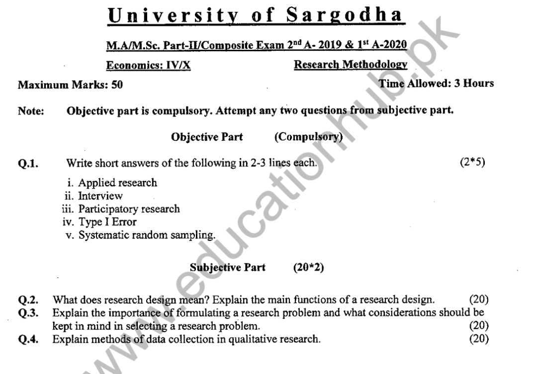 research methodology exam questions and answers