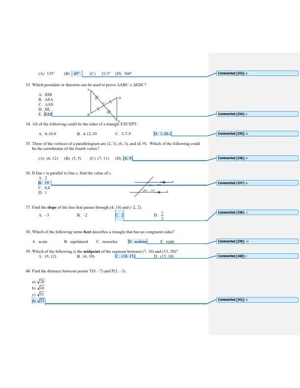 honors geometry final exam answers