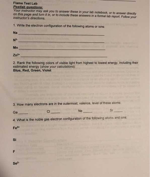 flame test lab answers
