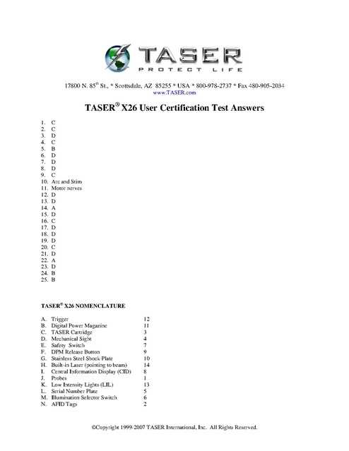 taser 7 final exam answers